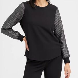 Chico’s Zenergy Foil Sleeve Sweatshirt Crewneck, size XL, Like New